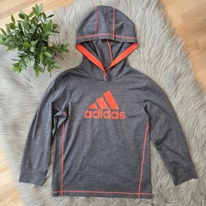 Adidas Kids Gray and Orange Hooded Long Sleeve Athletic Tee